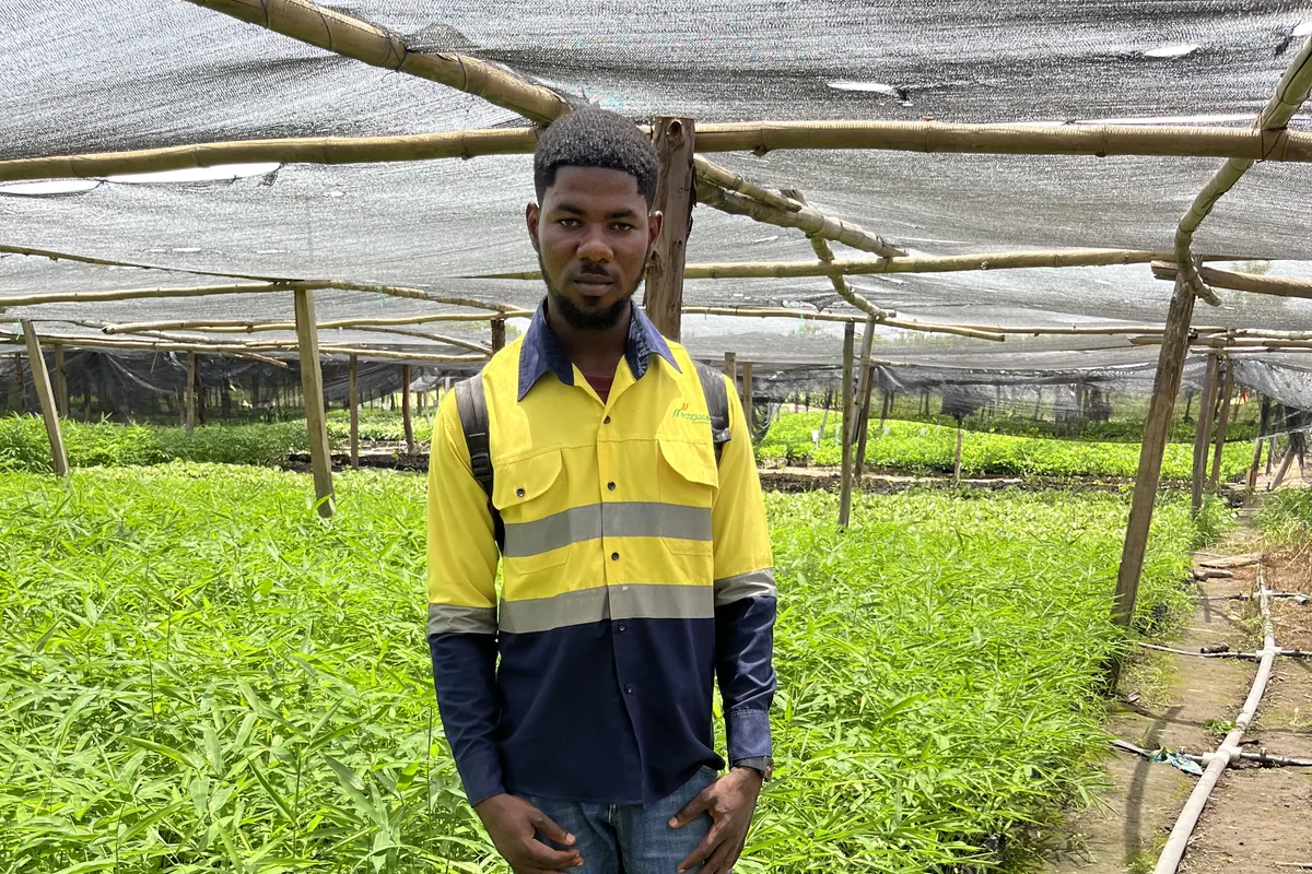 John Bio, Monitoring Team Leader, in the bamboo nursery in Ghana
