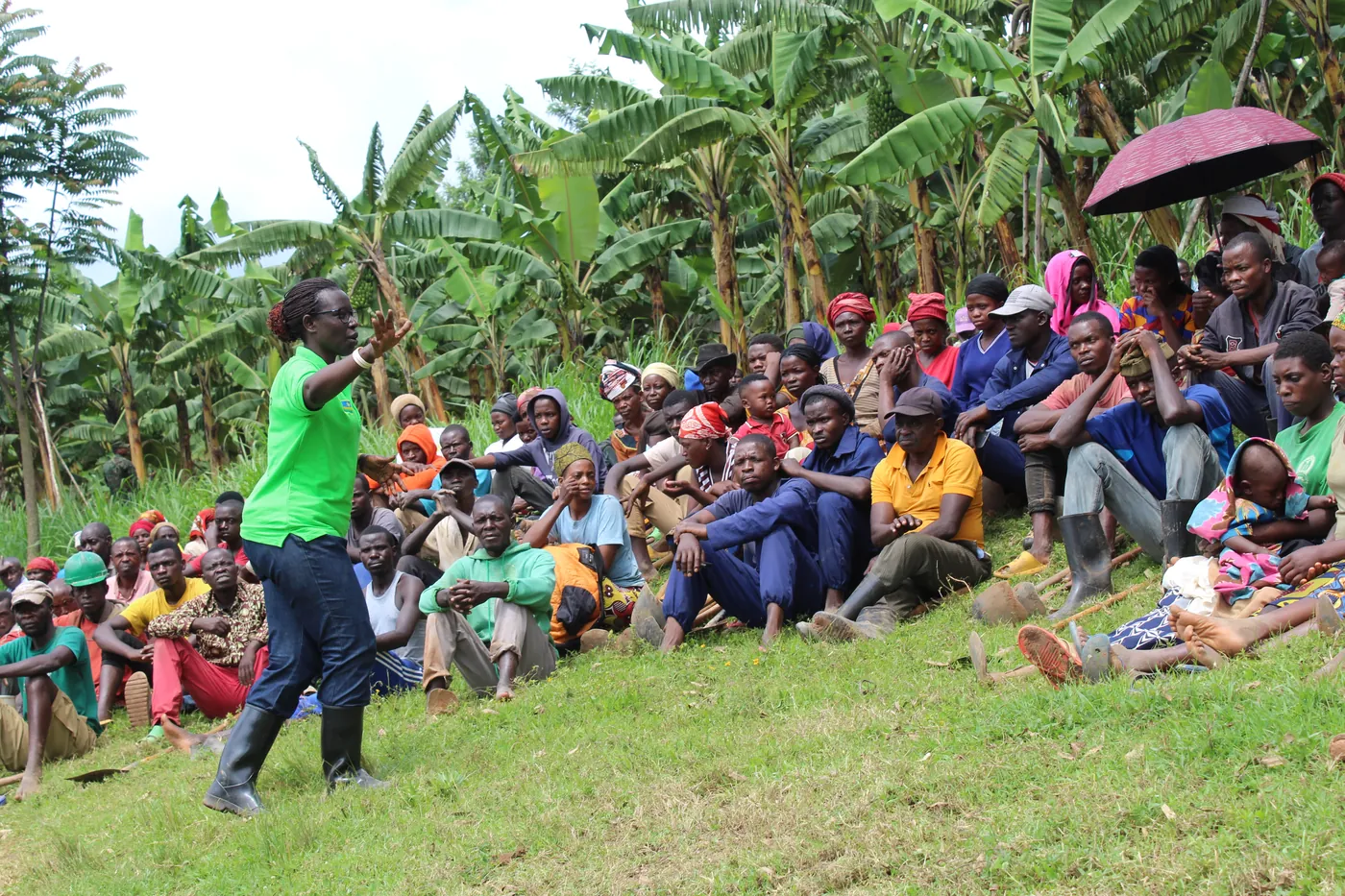 A community gathering at an EcoPlanet project