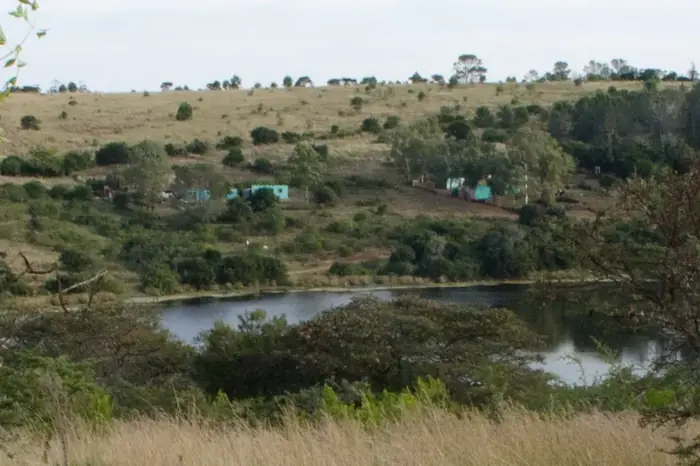 A farm dam and wooded valley within the estate