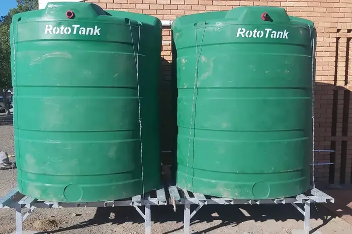 Rainwater-harvesting tanks installed at the primary school