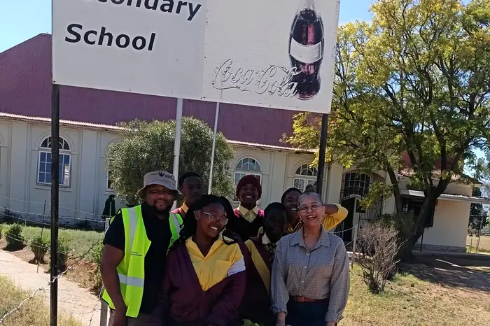 EcoPlanet staff and pupils outside Pearston Secondary School